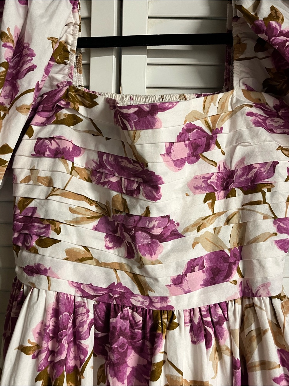 Abercrombie & Fitch Emerson Poplin White Midi Dress with Pink Floral Print - Picture 3 of 11